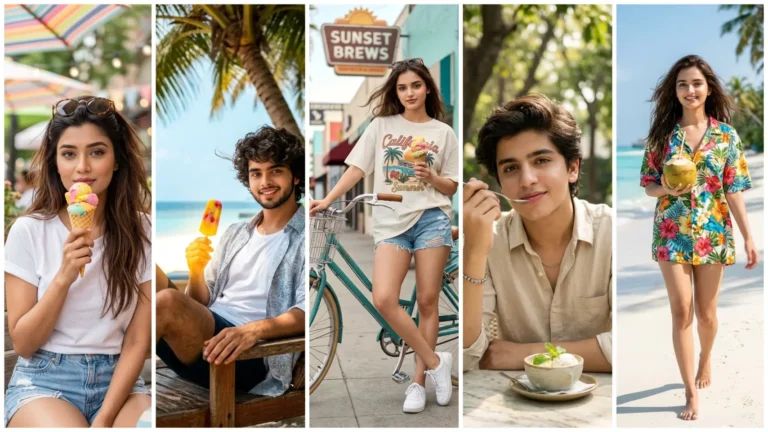 Summer Ice Cream Street Style Photo AI Prompts
